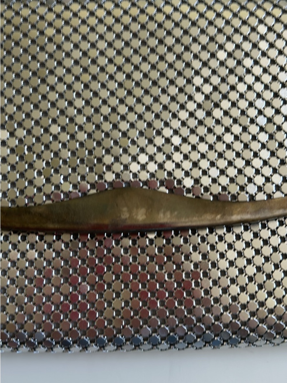 Metallic Silver Mesh Evening Clutch with Chain Strap - Picture 2 of 8